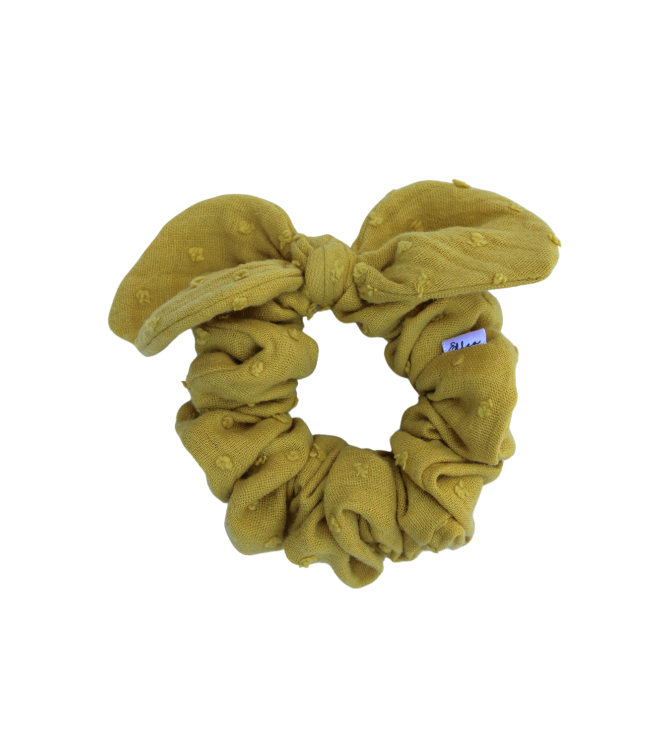 Mustard Swiss Dot Bow  Scrunchie