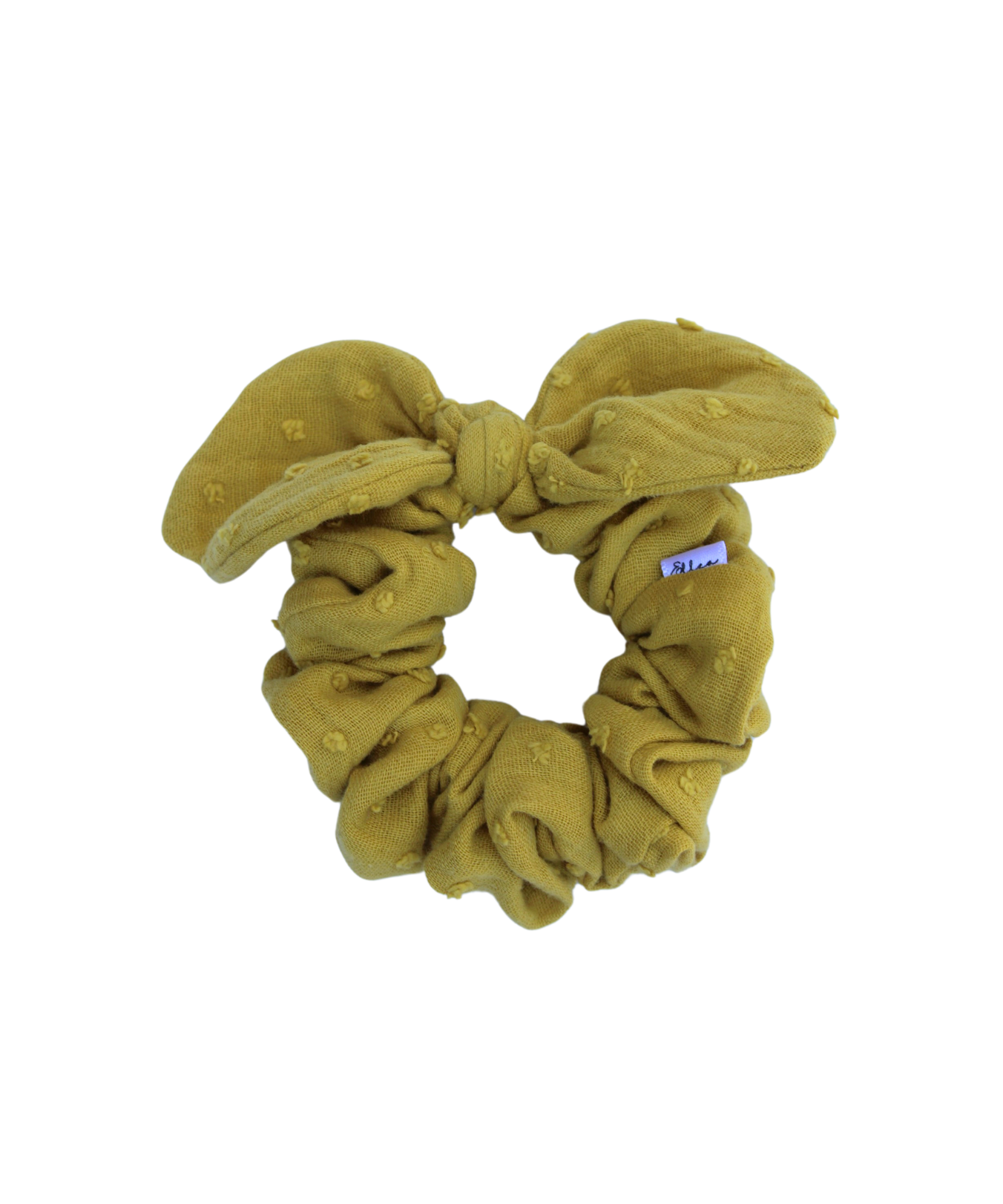 Mustard Swiss Dot Bow  Scrunchie