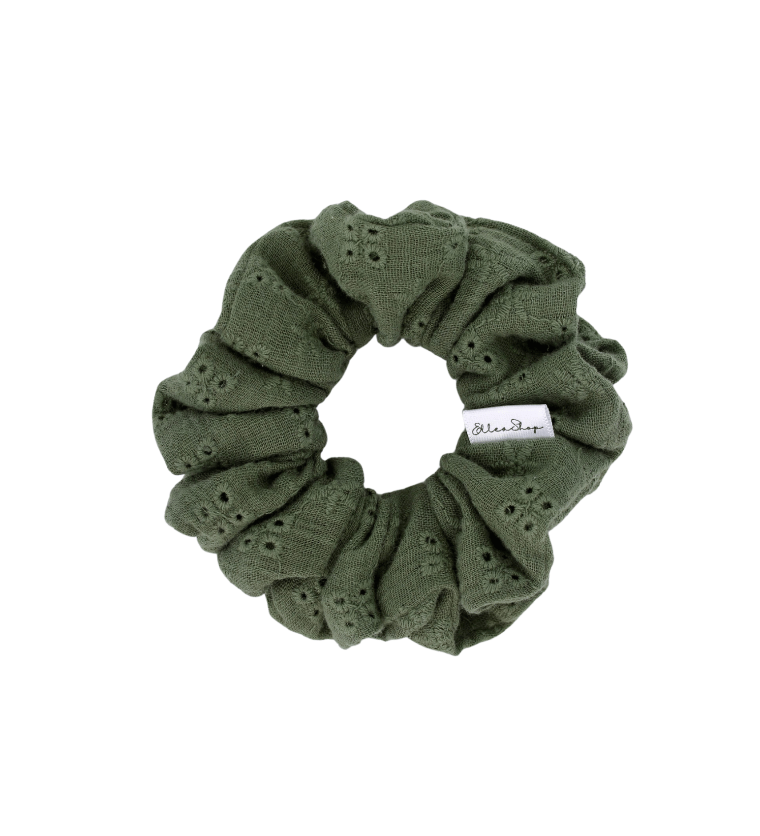 Khaki Eyelet Scrunchie - ElleaShop