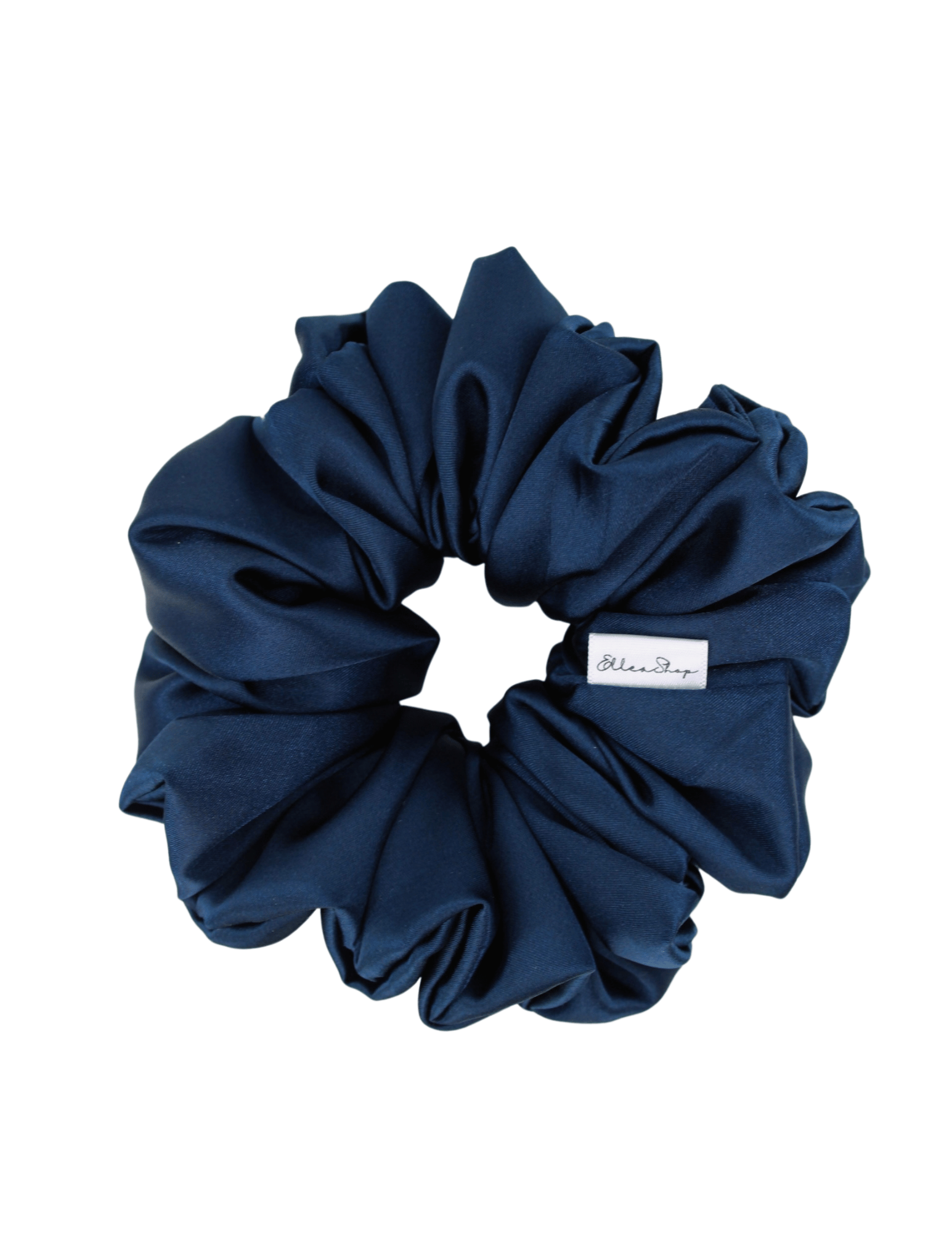 Navy Blue Satin Scrunchie - ElleaShop