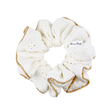 Ivory Eyelet Muslin Scrunchie - ElleaShop