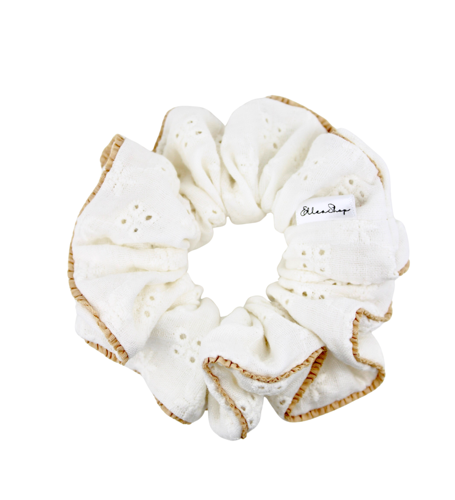 Ivory Eyelet Muslin Scrunchie - ElleaShop