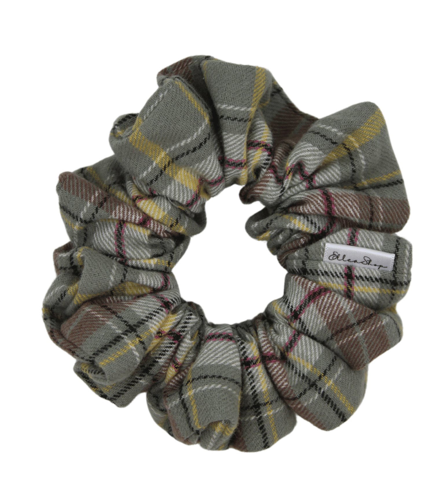 Olive Plaid Scrunchie - ElleaShop