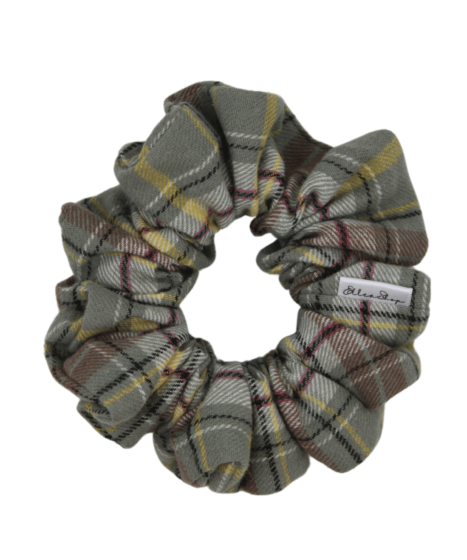 Olive Plaid Scrunchie - ElleaShop