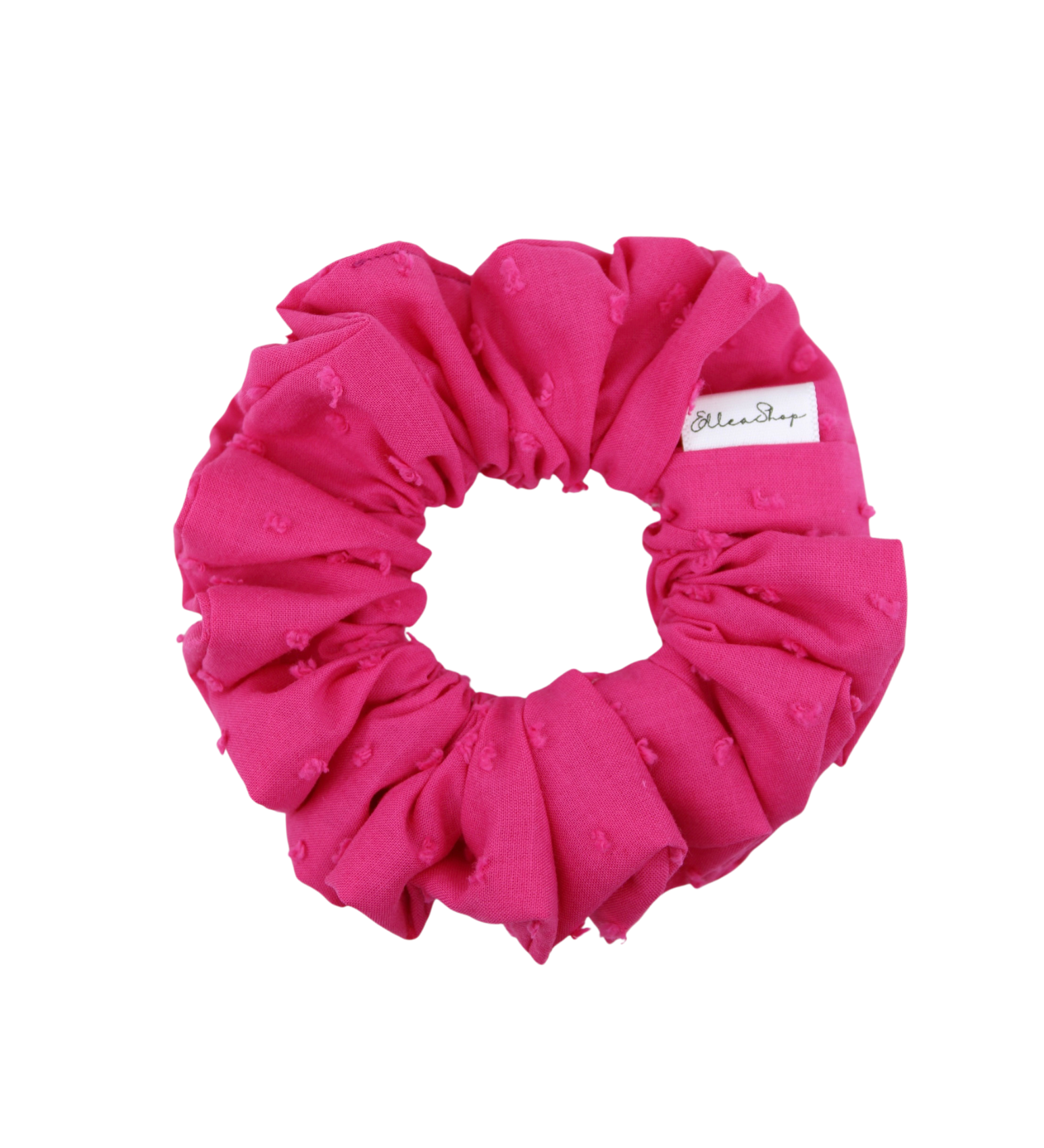 Hot Pink Swiss Dot Scrunchie - ElleaShop
