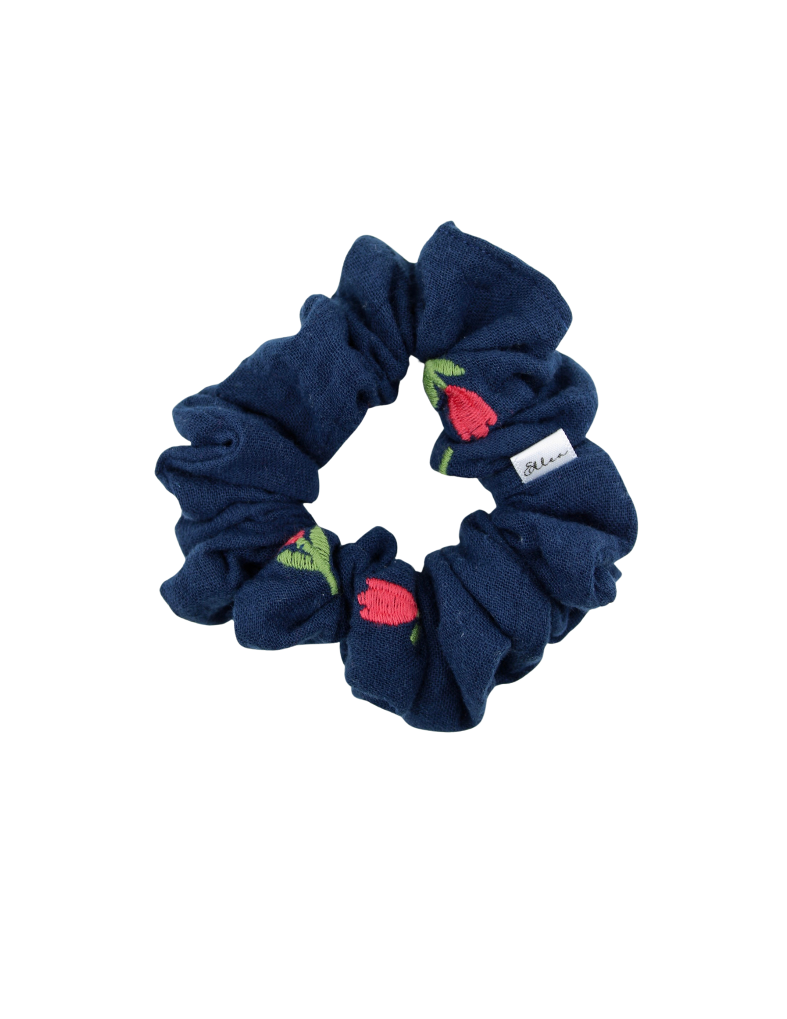 Embroidered Tulips Muslin Scrunchie - ElleaShop