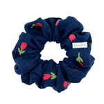 Embroidered Tulips Muslin Scrunchie - ElleaShop