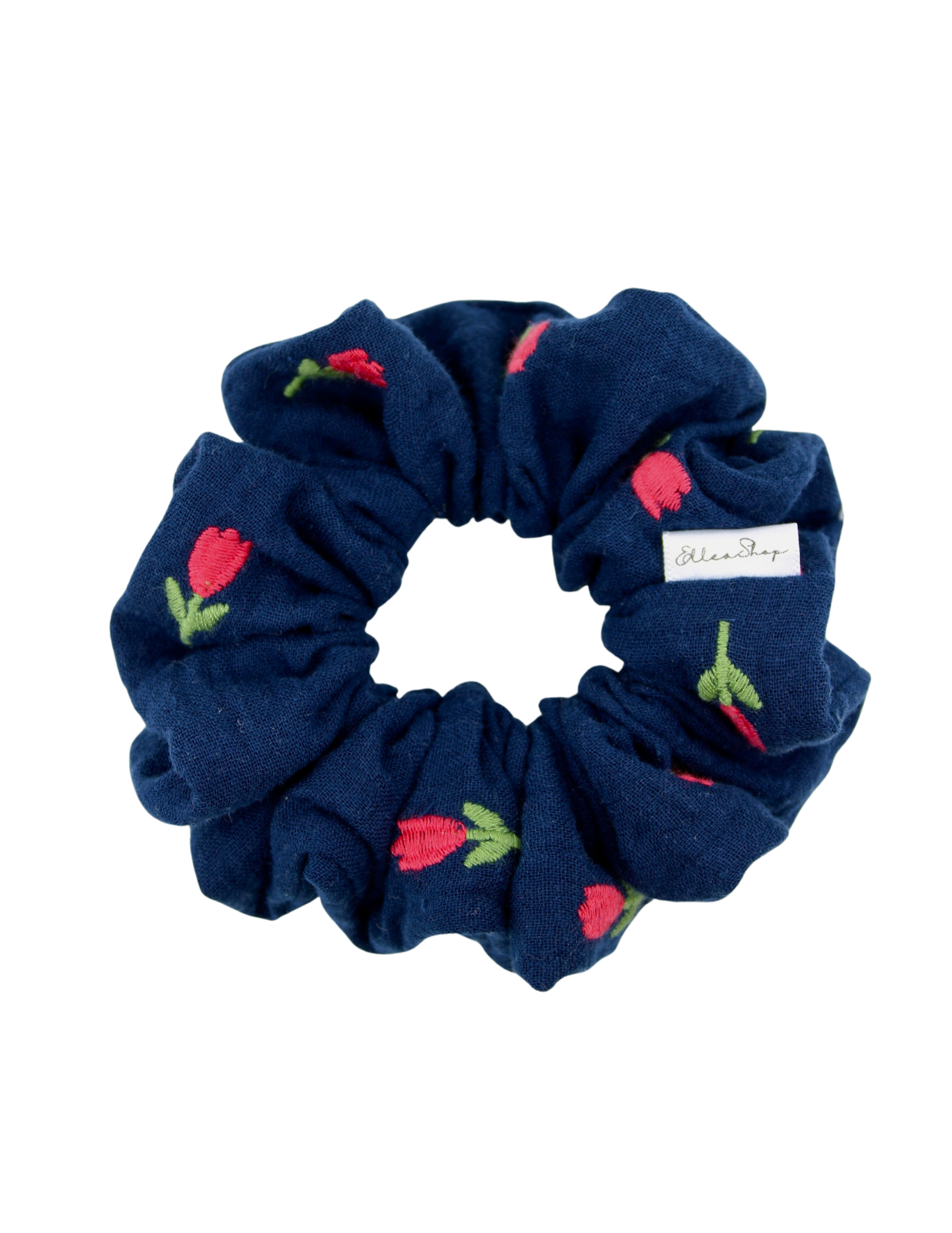 Embroidered Tulips Muslin Scrunchie - ElleaShop