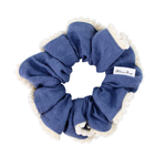 Blueberry Pompom Linen Scrunchie - ElleaShop