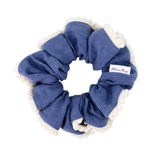 Blueberry Pompom Linen Scrunchie - ElleaShop