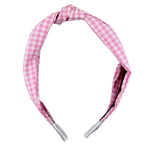 Pink Checkered Knotted Headband - ElleaShop