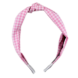 Pink Checkered Knotted Headband - ElleaShop