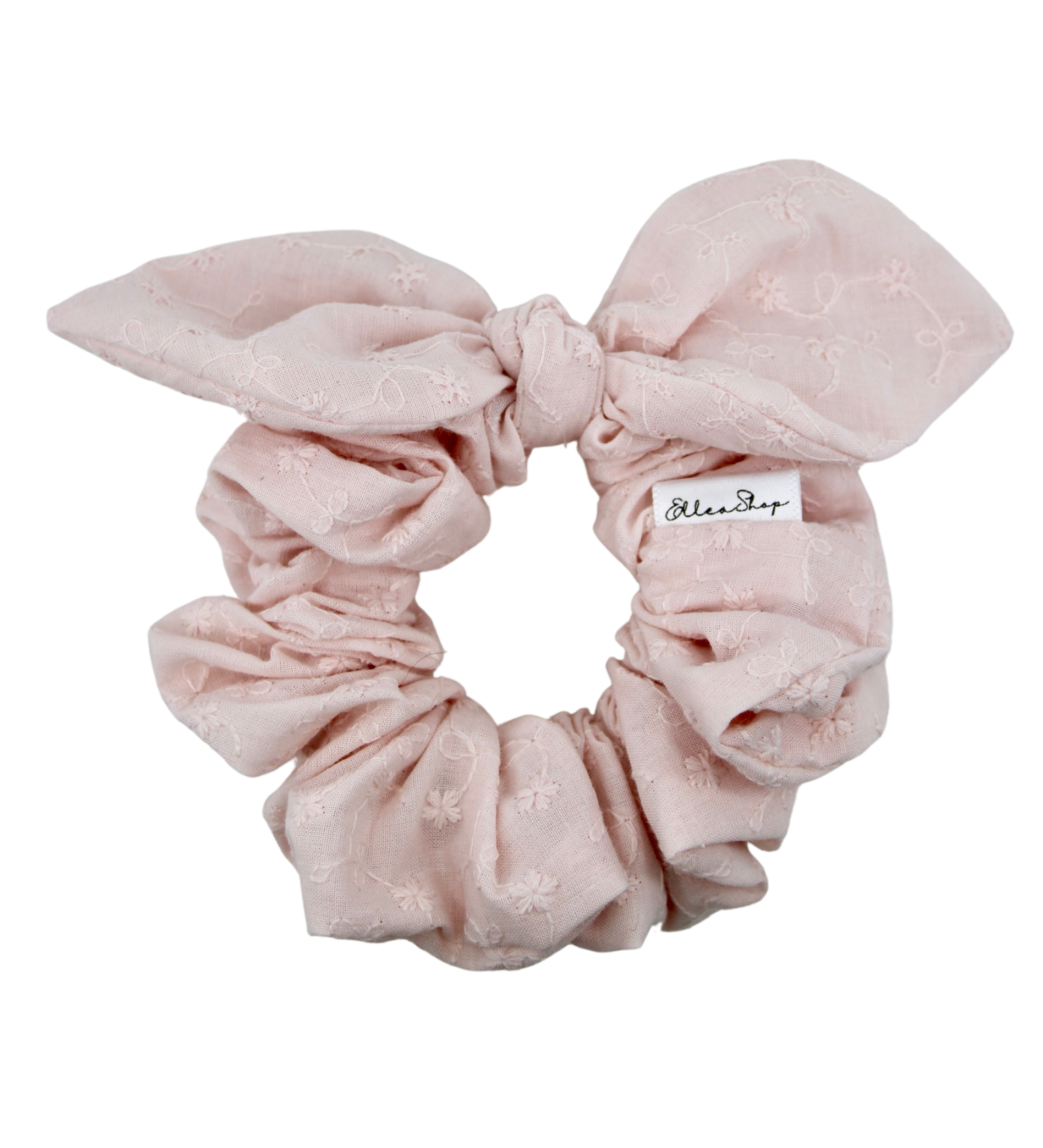 Blush Flowers Bow Scrunchie - ElleaShop