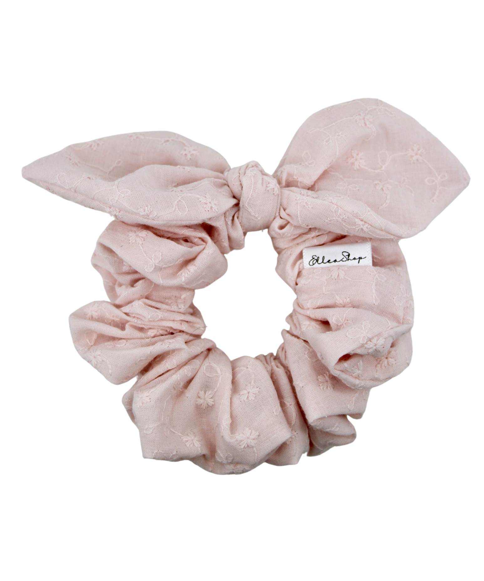 Blush Flowers Bow Scrunchie - ElleaShop