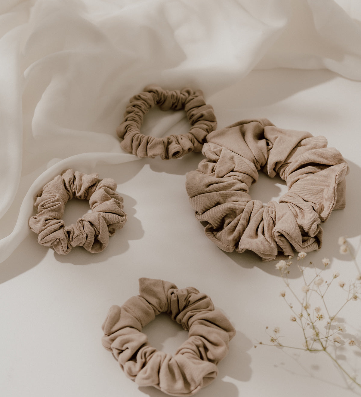 Cream Jersey Scrunchie - ElleaShop