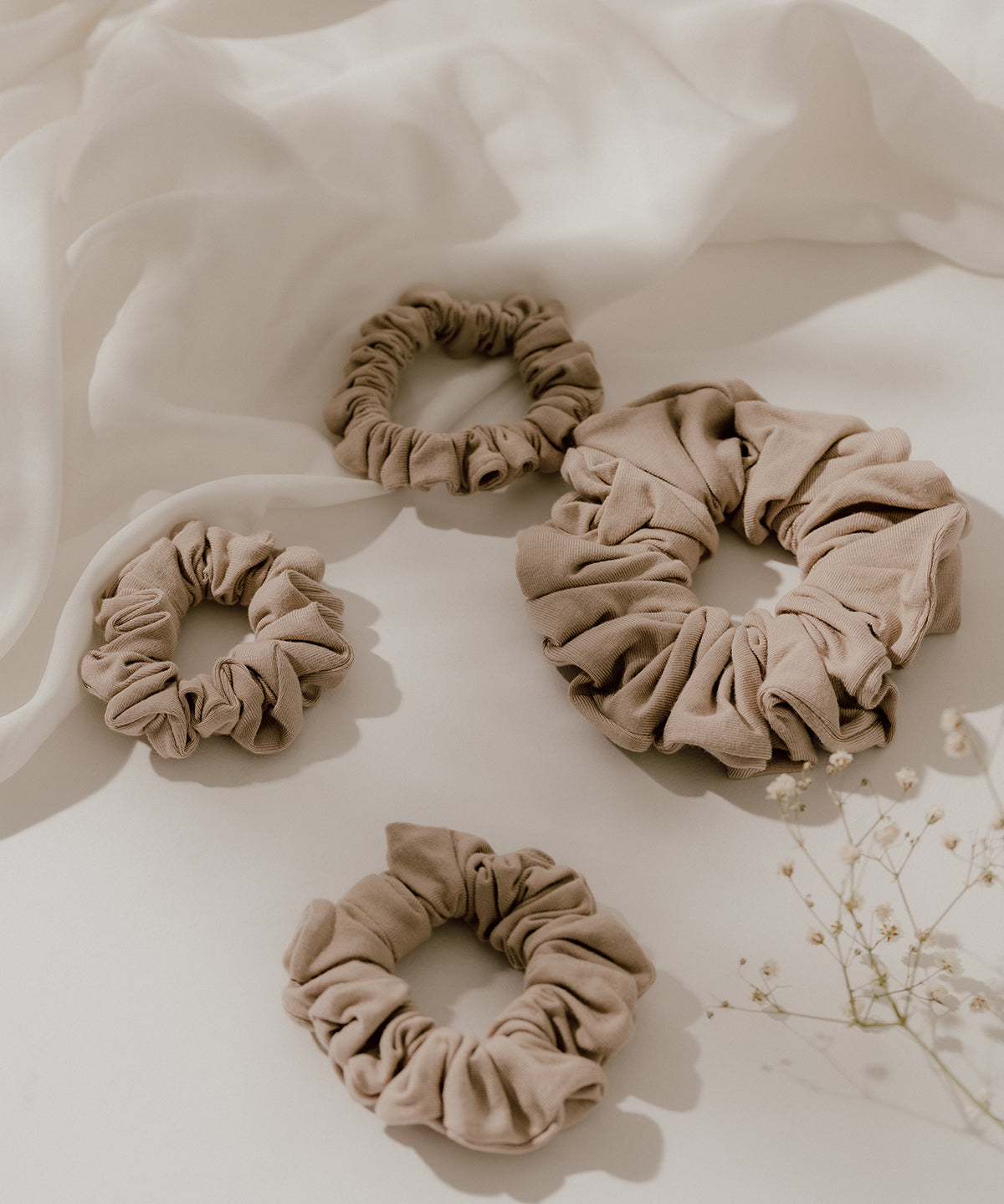 Cream Jersey Scrunchie - ElleaShop