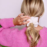 White Stria Scrunchie - ElleaShop