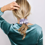 Silver Shiny Satin Scrunchie