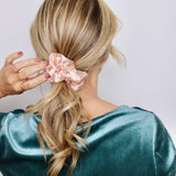Frosted Peach Shiny Satin Scrunchie