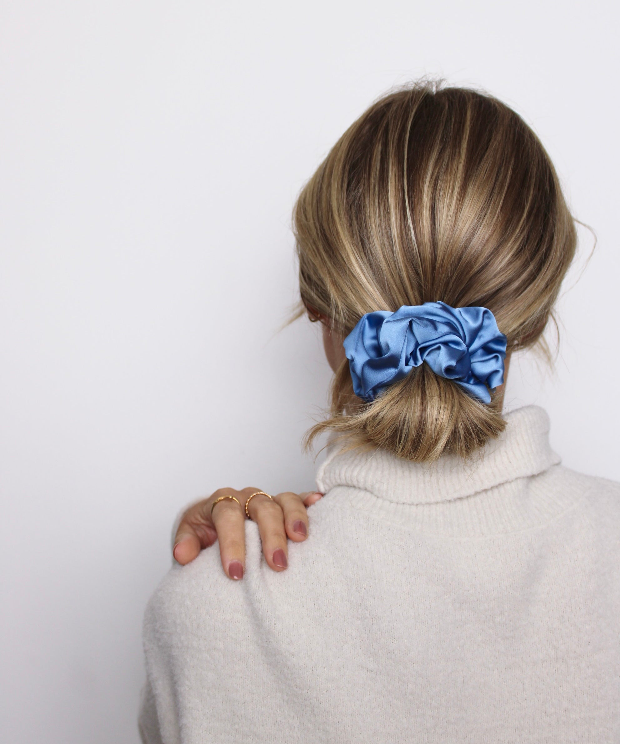 Blue Allure Luxe Satin Scrunchie - ElleaShop