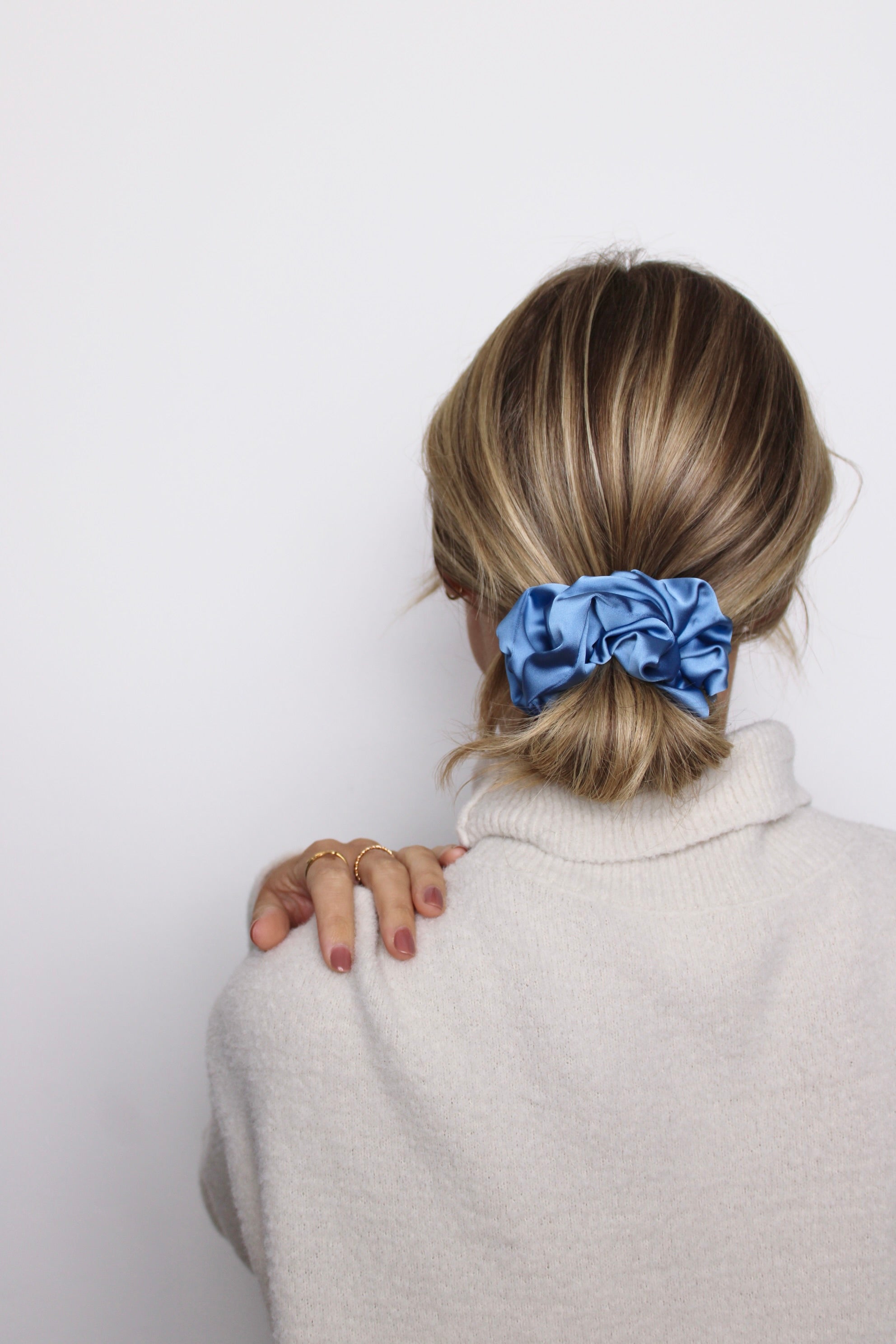 Blue Allure Luxe Satin Scrunchie - ElleaShop