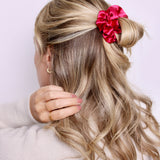 Cherry Red Shiny Satin Scrunchie