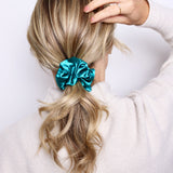 Azure Shiny Satin Scrunchie