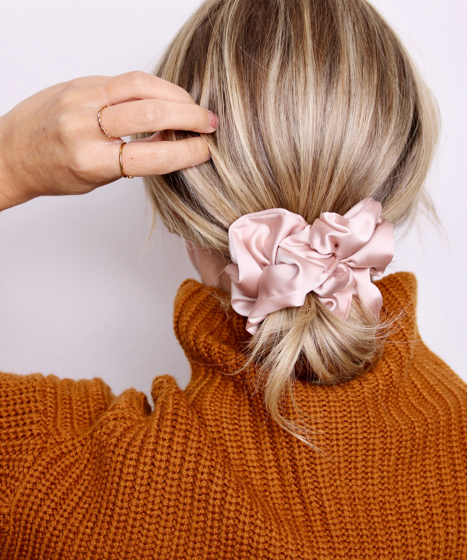 Soft Pink Luxe Satin Scrunchie - ElleaShop