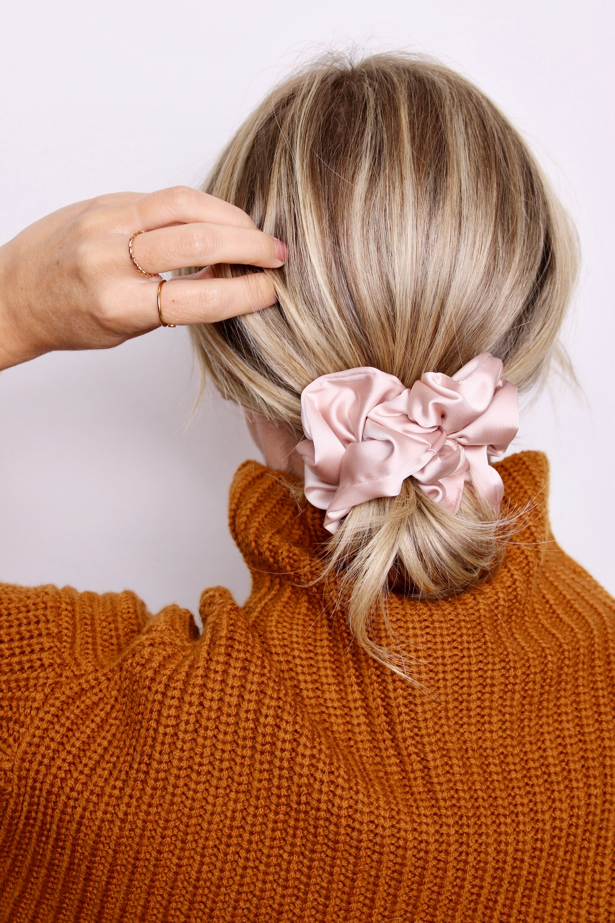 Soft Pink Luxe Satin Scrunchie - ElleaShop