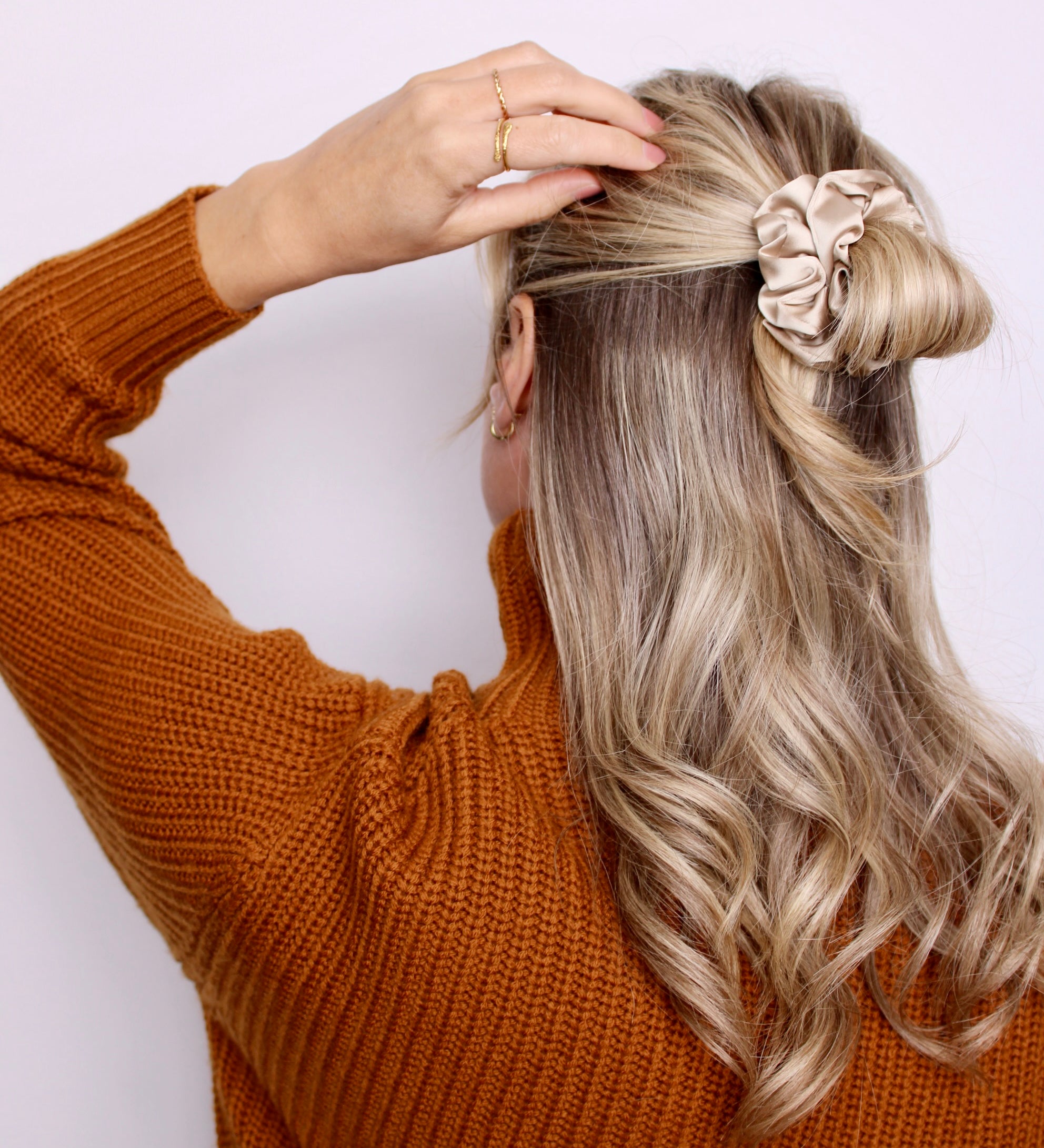 Oyster Luxe Satin Scrunchie - ElleaShop
