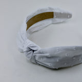 White Swiss Dot Knotted Headband - ElleaShop