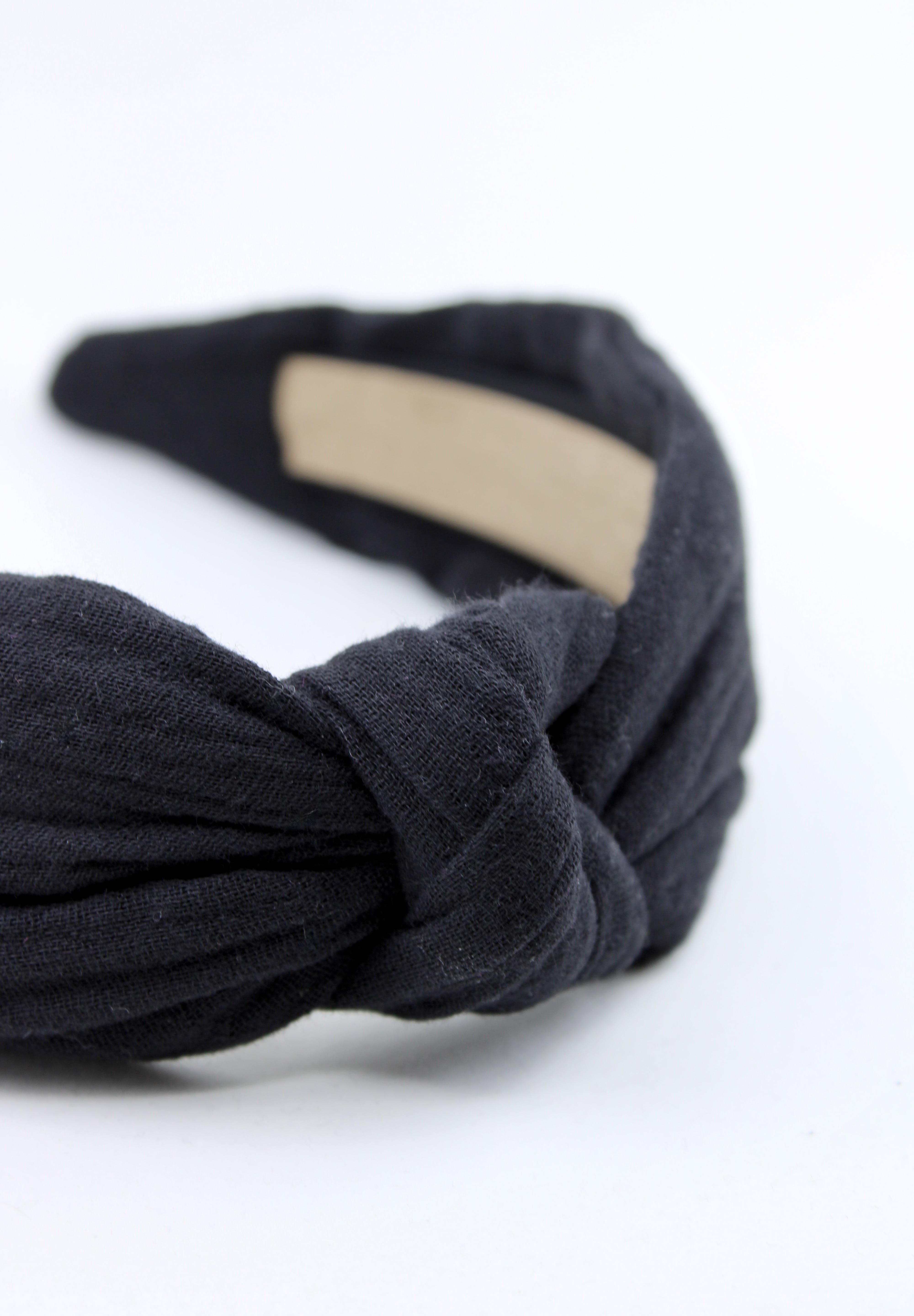 Black Muslin Knotted Headband - ElleaShop