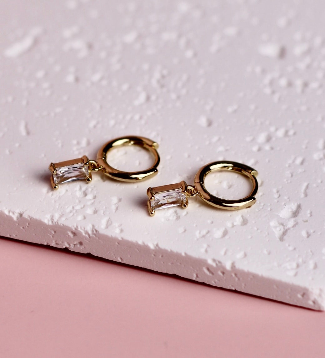 Zirconia Drop Hoops - ElleaShop