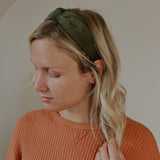 Khaki Corduroy Knotted Headband