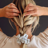 Grey Stripes Jersey Scrunchie