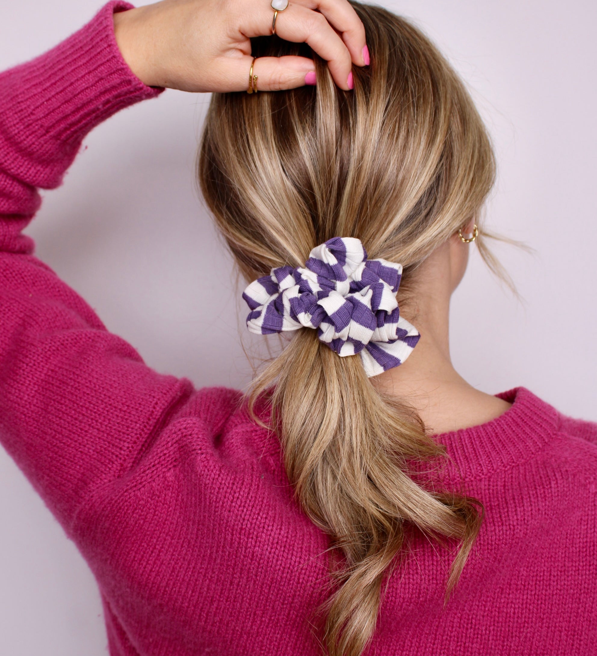 Lavender Stripe Rib Scrunchie - ElleaShop