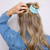 Caribbean Blue Ribbed Scrunchie - ElleaShop