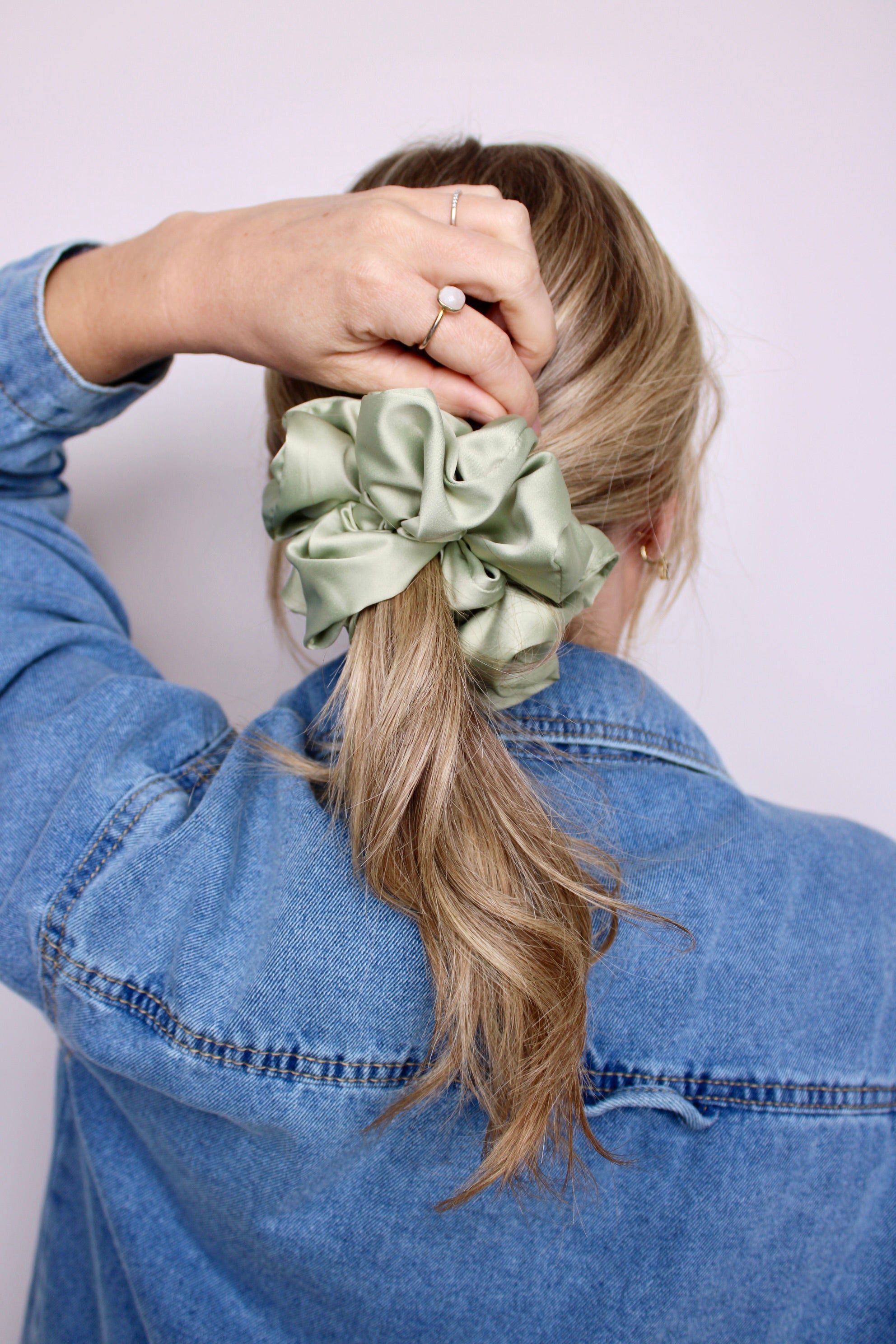 Sage Satin Scrunchie - ElleaShop