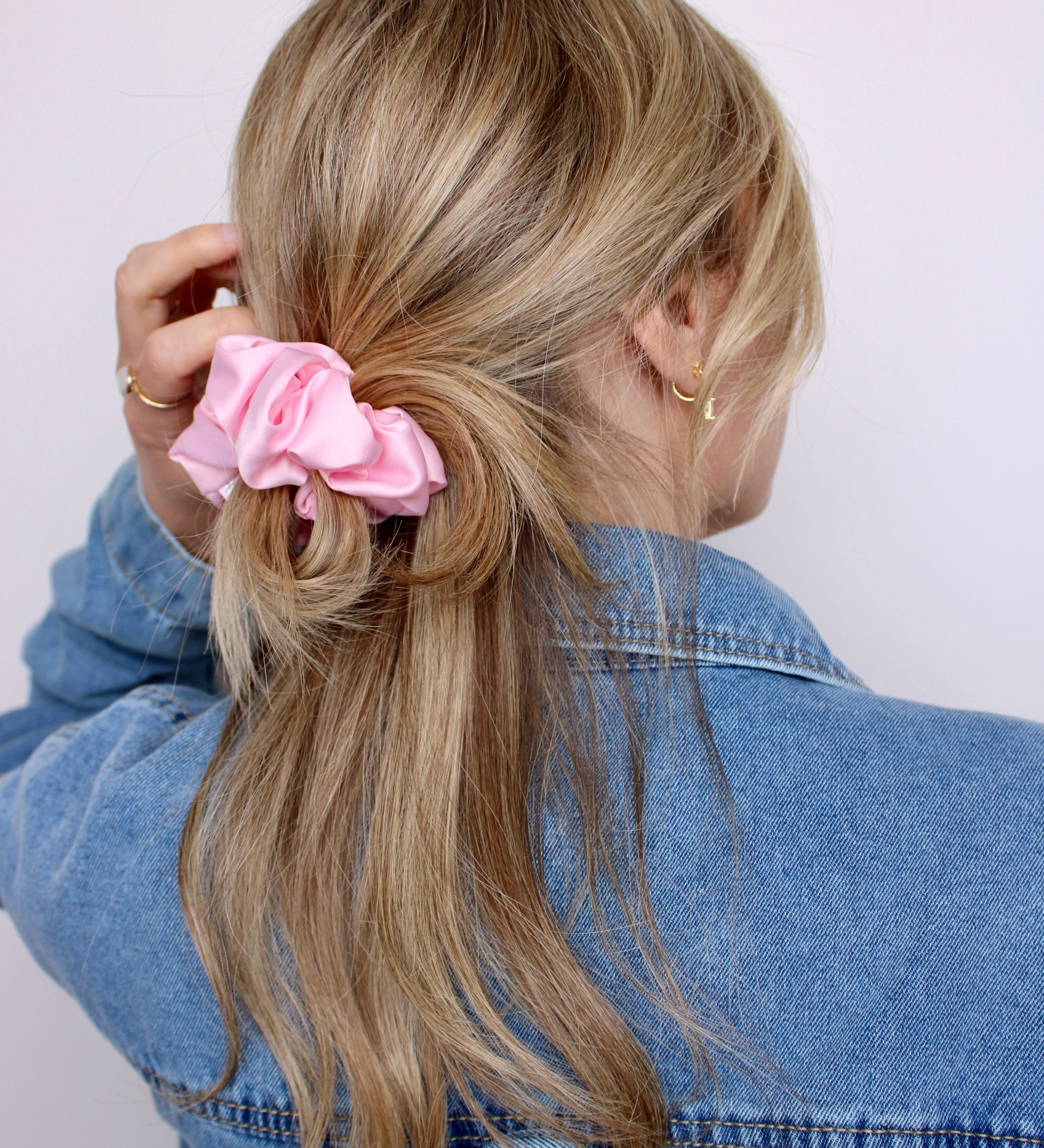 Baby Pink Satin Scrunchie - ElleaShop
