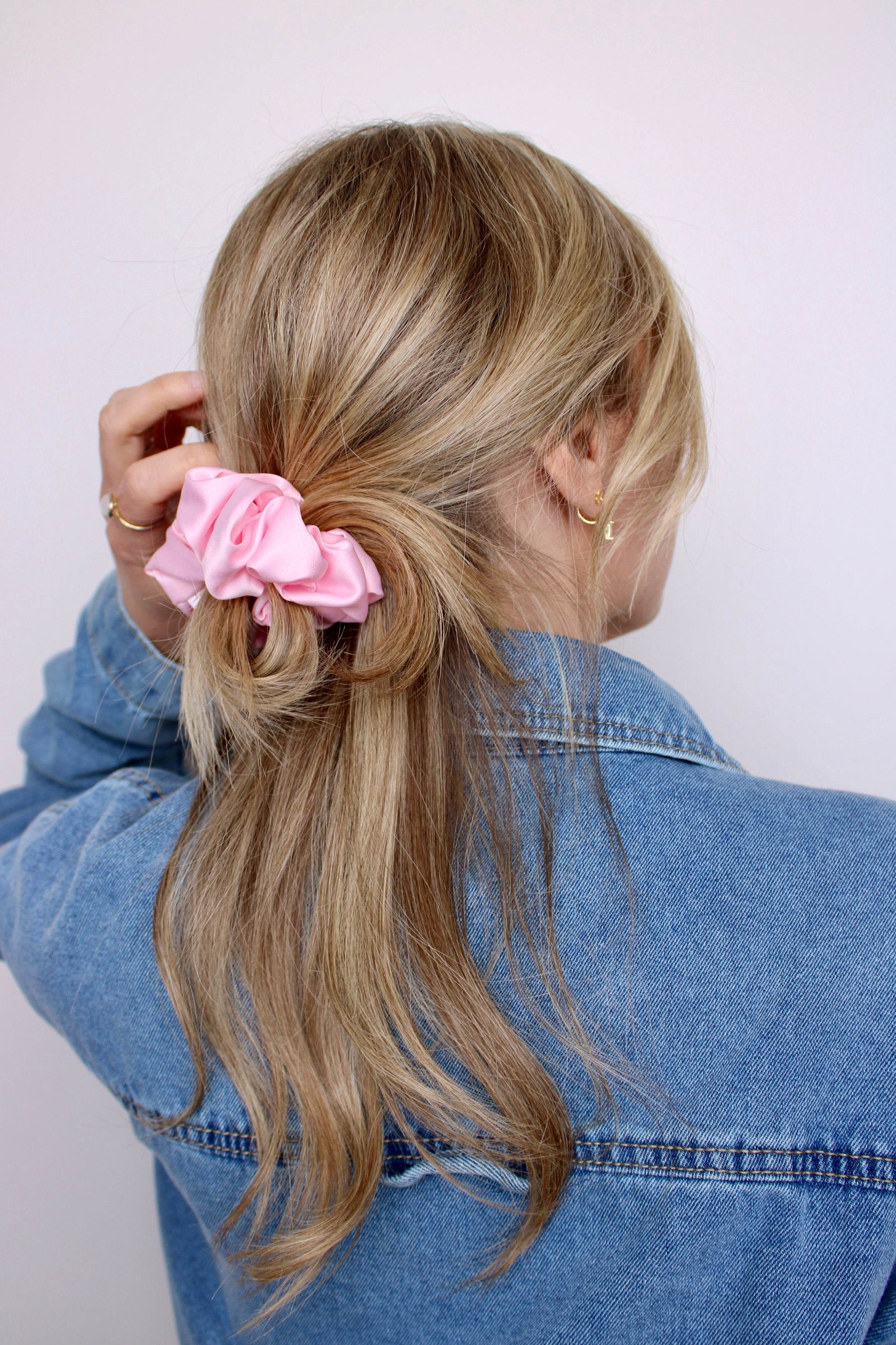 Baby Pink Satin Scrunchie - ElleaShop