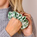 Green & Ivory Plaid Scrunchie