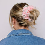 Rosé Ruffle Muslin Scrunchie - ElleaShop