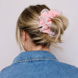 Rosé Ruffle Muslin Scrunchie - ElleaShop