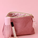 Pink Corduroy Makeup Pouch