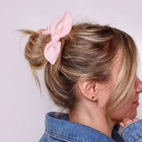 Blush Flowers Bow Scrunchie - ElleaShop