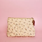 Quilted Flowers Triangular Makeup Pouch - ElleaShop