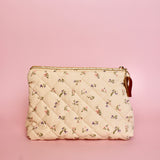 Quilted Flowers Triangular Makeup Pouch - ElleaShop