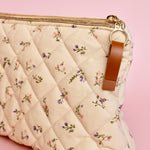 Quilted Flowers Triangular Makeup Pouch - ElleaShop