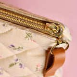 Quilted Flowers Triangular Makeup Pouch - ElleaShop