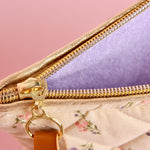 Quilted Flowers Triangular Makeup Pouch - ElleaShop